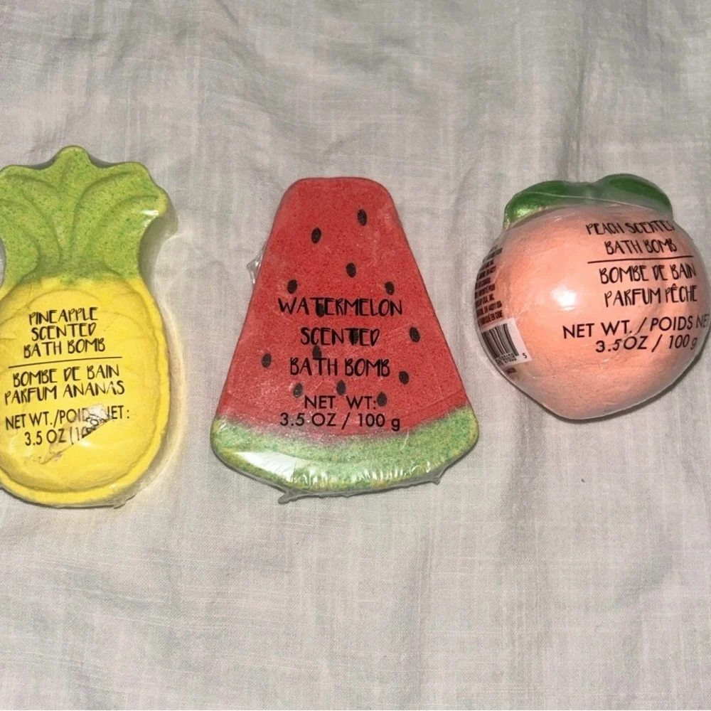 Fruit Scented Bath Bomb Set - Pineapple, Watermelon, Peach